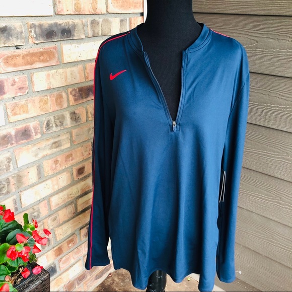 Nike Tops - 💥Nike 1/4 zip navy/red dri fit top size XXL NWT